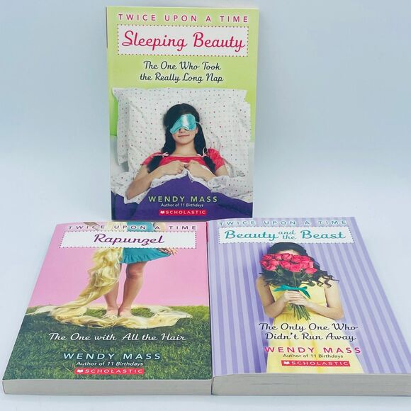 Scholastic Twice Upon a Time Books Wendy Maas Rapunzel Sleeping Beauty & Beast - Picture 1 of 6